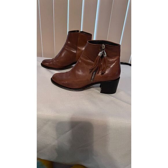 Russell & Bromley Tan Tassal Brown Leather Chelsea side zip boots side 9 EU 39.5 - Picture 4 of 12